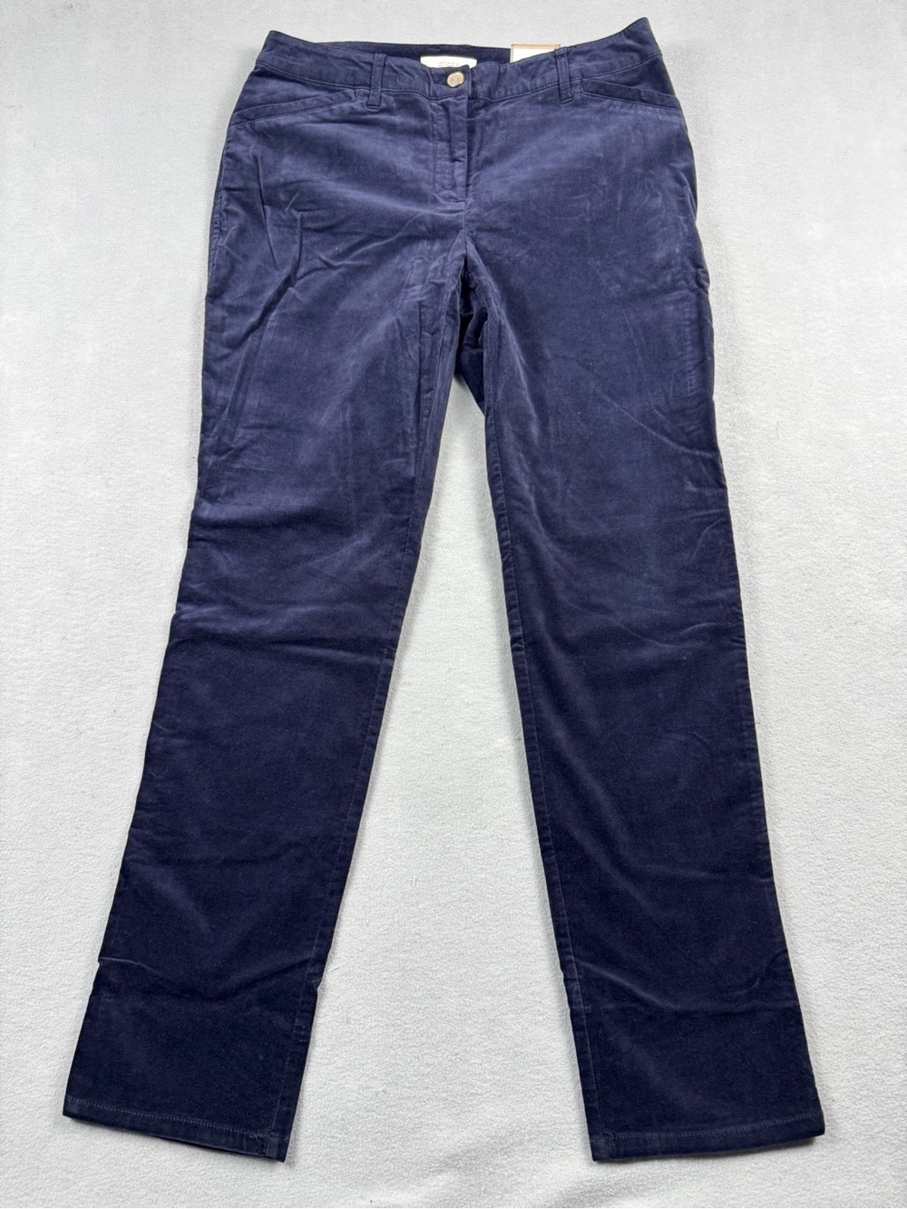 Chicos Womens Velvet Size .5 Straight Leg Ultimate Fit Pants Navy Classic Preppy